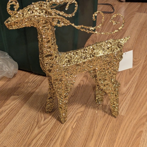 Gold Glitter Reindeer Figurine - Picture 3 of 6